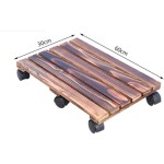 頑丈なプランツカート 360°回転ホイール付き、長方形プランツスタンド、30x60cmの花鉢トロリーで簡単に移動